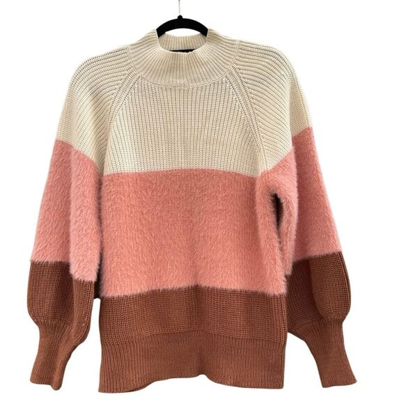 Vestique Women's Sweater Mock Neck Color Block Top Size Small - Picture 3 of 6